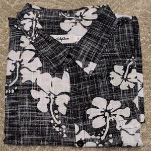 Vatpave Black and White Floral Men's Casual Shirt